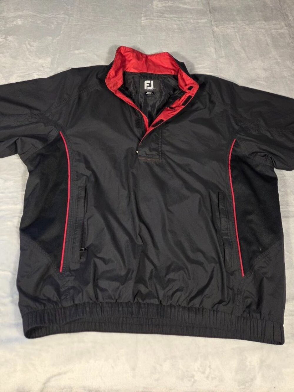 FOOTJOY FJ DryJoys Short Sleeve Golf Windshirt Jacket Black Red Men’s Size Large